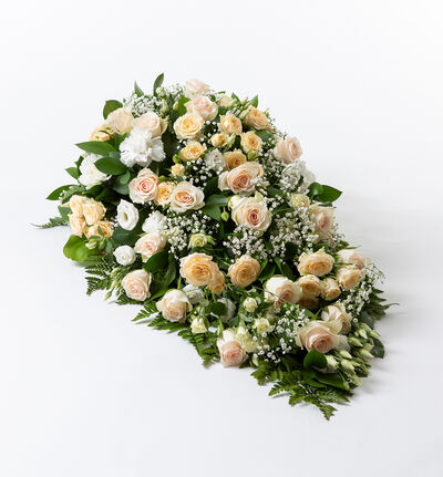 Båredekorasjon i hvitt, rosa og fersken 95 cm Båredekorasjon i hvitt, rosa og fersken 95 cm